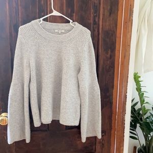 Madewell bell sleeve light grey sweater size M